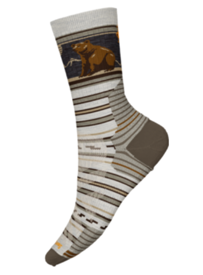 Hike Targeted Cushion Bear Stripe Mid Crew Socks