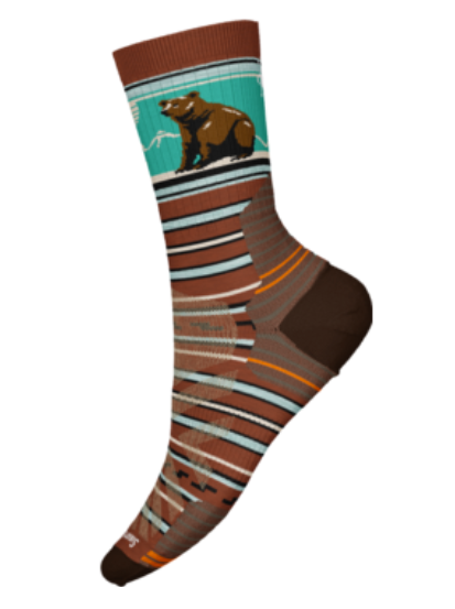Hike Targeted Cushion Bear Stripe Mid Crew Socks