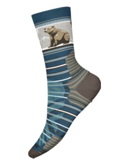 Hike Targeted Cushion Bear Stripe Mid Crew Socks