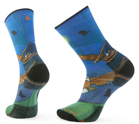 Hike Targeted Cushion Eagle Print Crew Socks