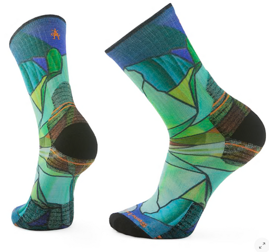 Hike Targeted Cushion Mirror Mountain Print Crew Socks