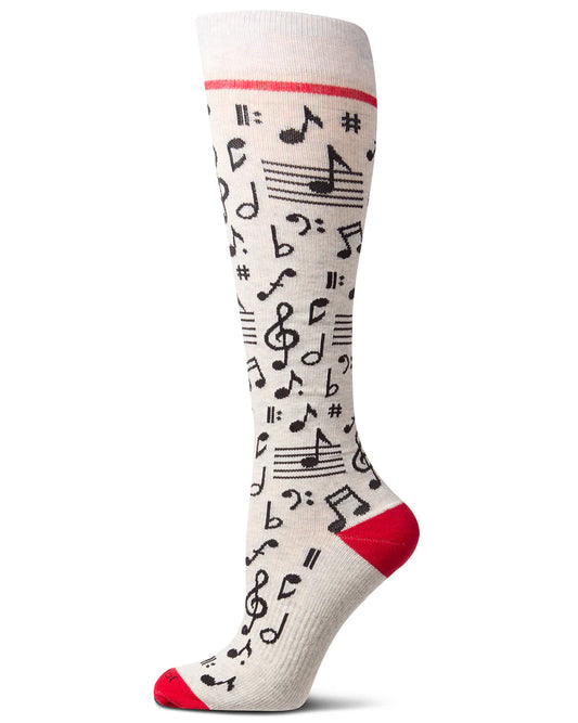 Musical Notes Cotton Blend Knee High Compression Socks