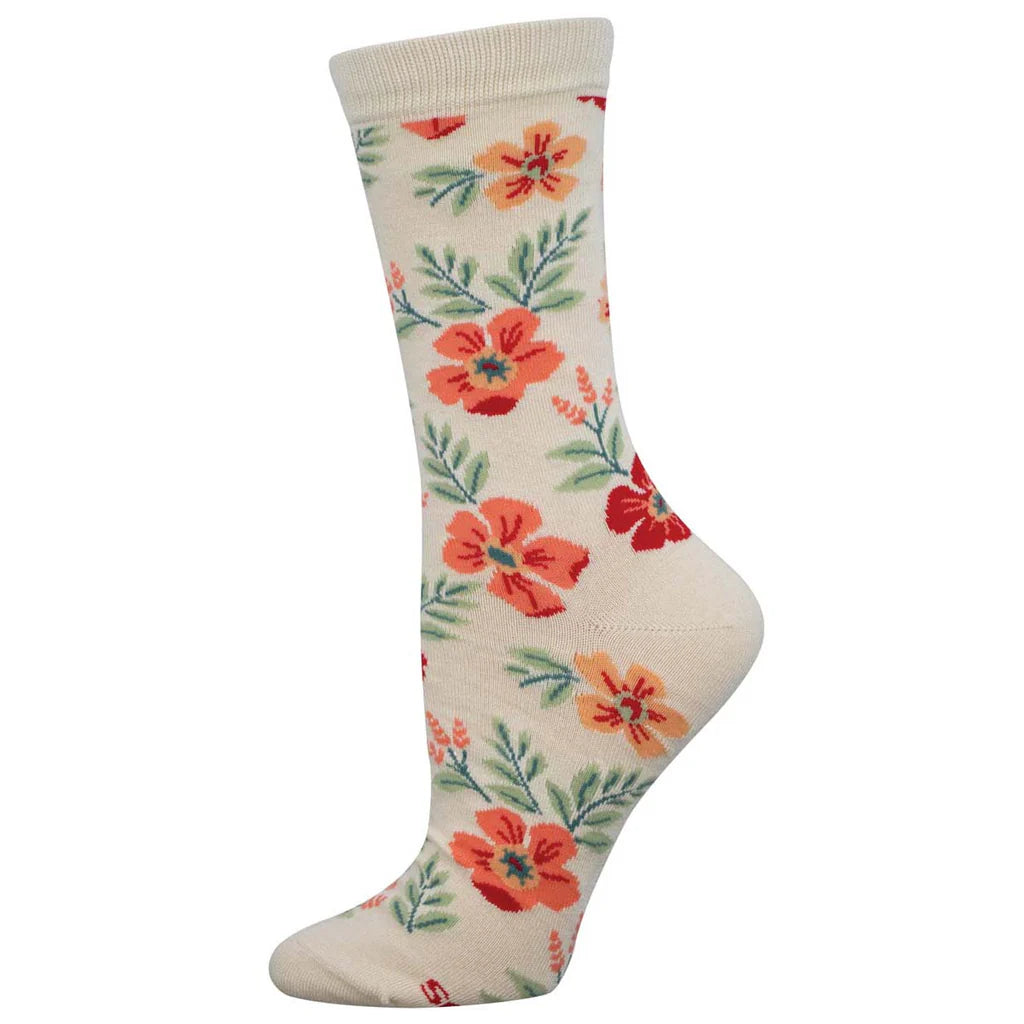 WILD FLOWERS WOMEN'S BAMBOO CREW SOCKS