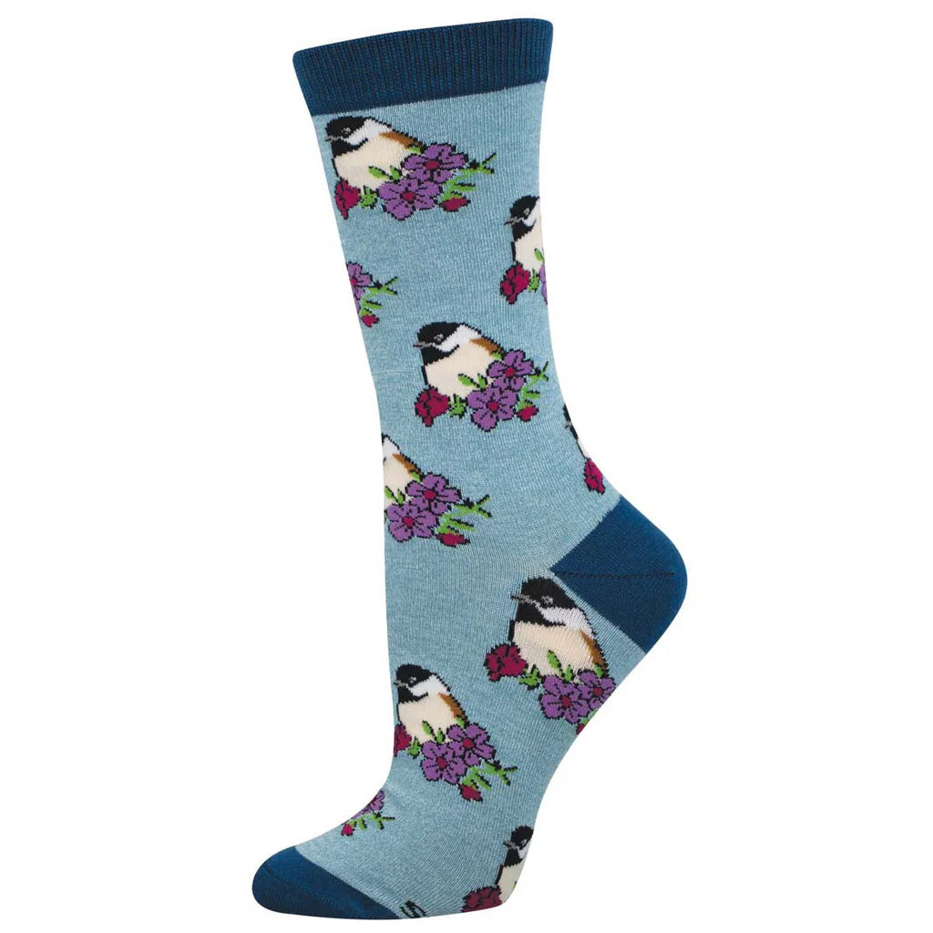 PERCHING CHICKADEE WOMEN'S BAMBOO CREW SOCKS