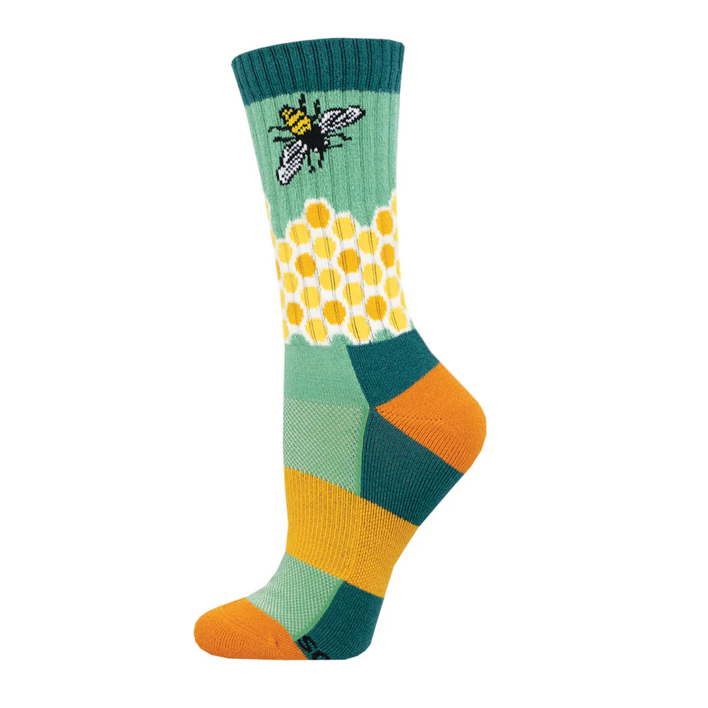 HOME SWEET HONEYCOMB MERINO WOOL WOMEN'S CREW SOCKS