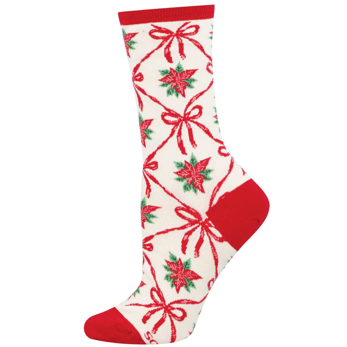 POINSETTIA DECOR WOMEN'S COTTON CREW SOCKS