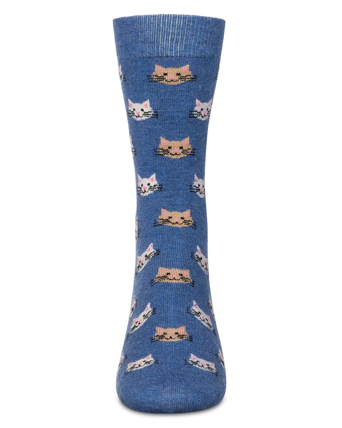 MEN'S CAT FACE CASHMERE BLEND CREW SOCKS