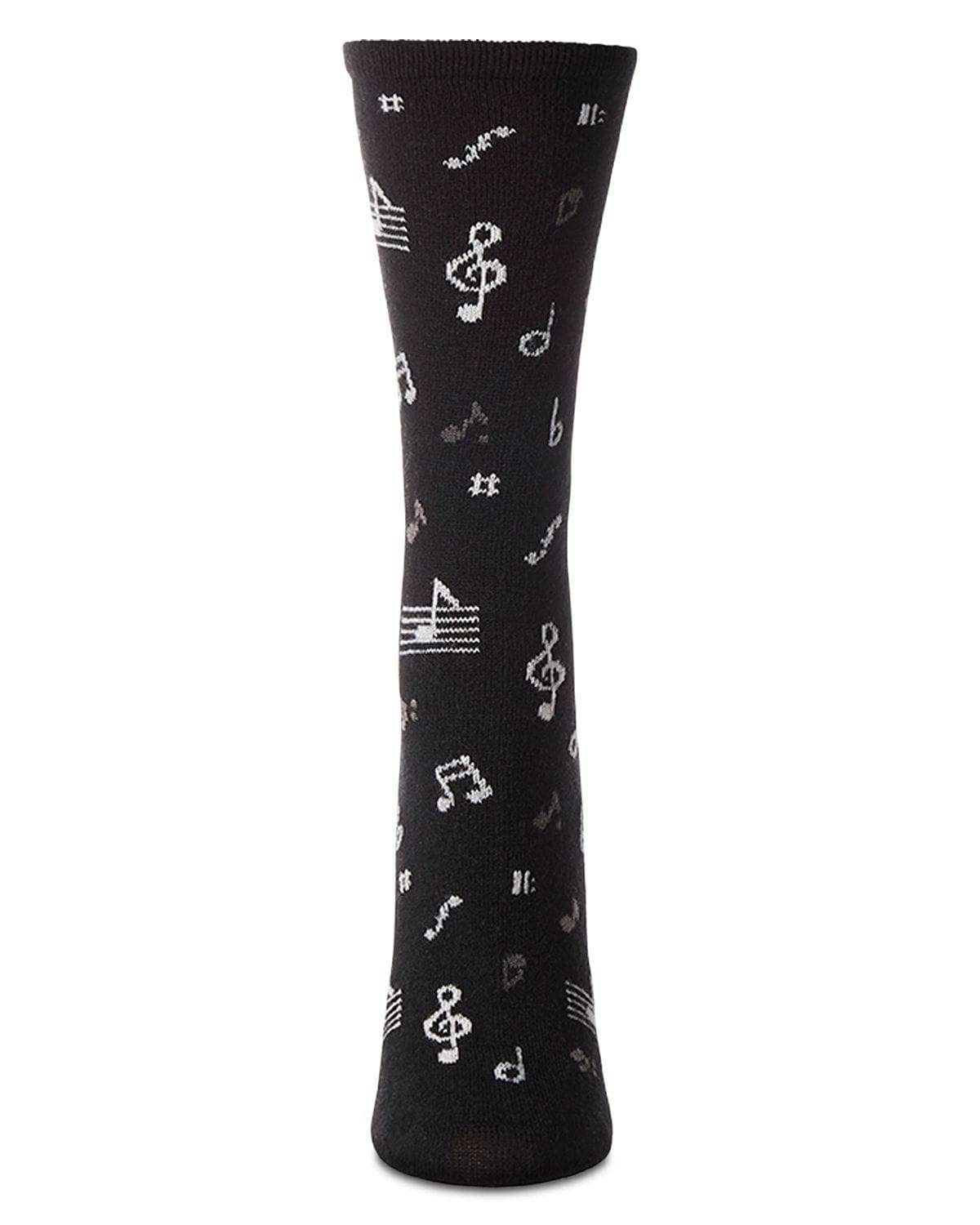 WOMEN'S MUSICAL NOTES CASHMERE BLEND CREW SOCKS
