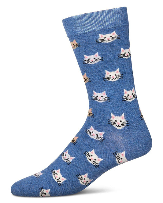 MEN'S CAT FACE CASHMERE BLEND CREW SOCKS