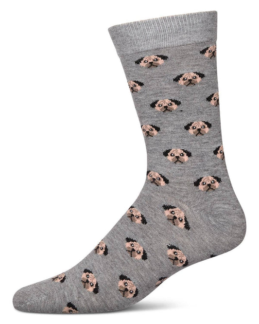 MEN'S FUN DOG  FACE CASHMERE BLEND CREW SOCKS