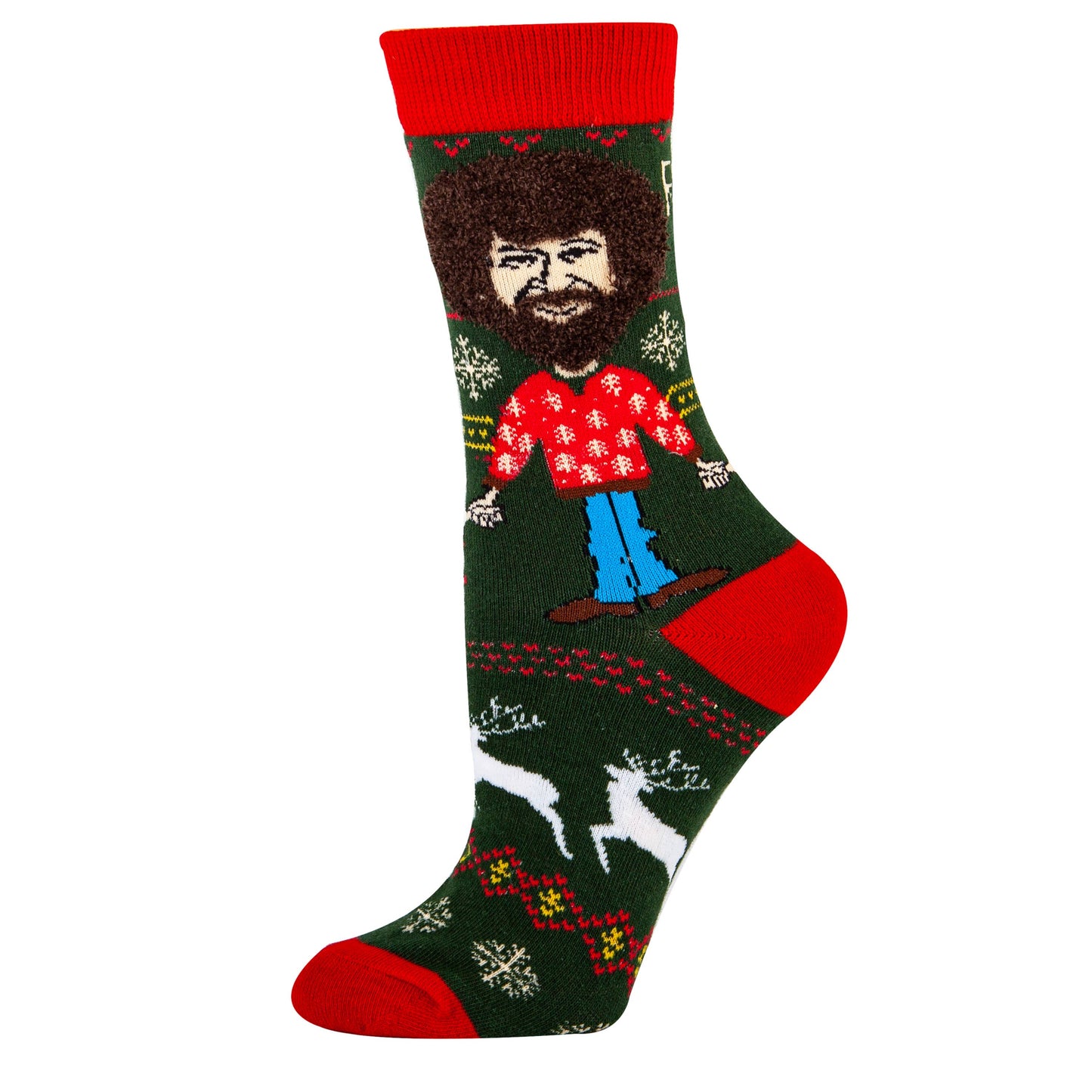 Tis The Season Bob Ross Women's Christmas Holiday Funny Crew Socks