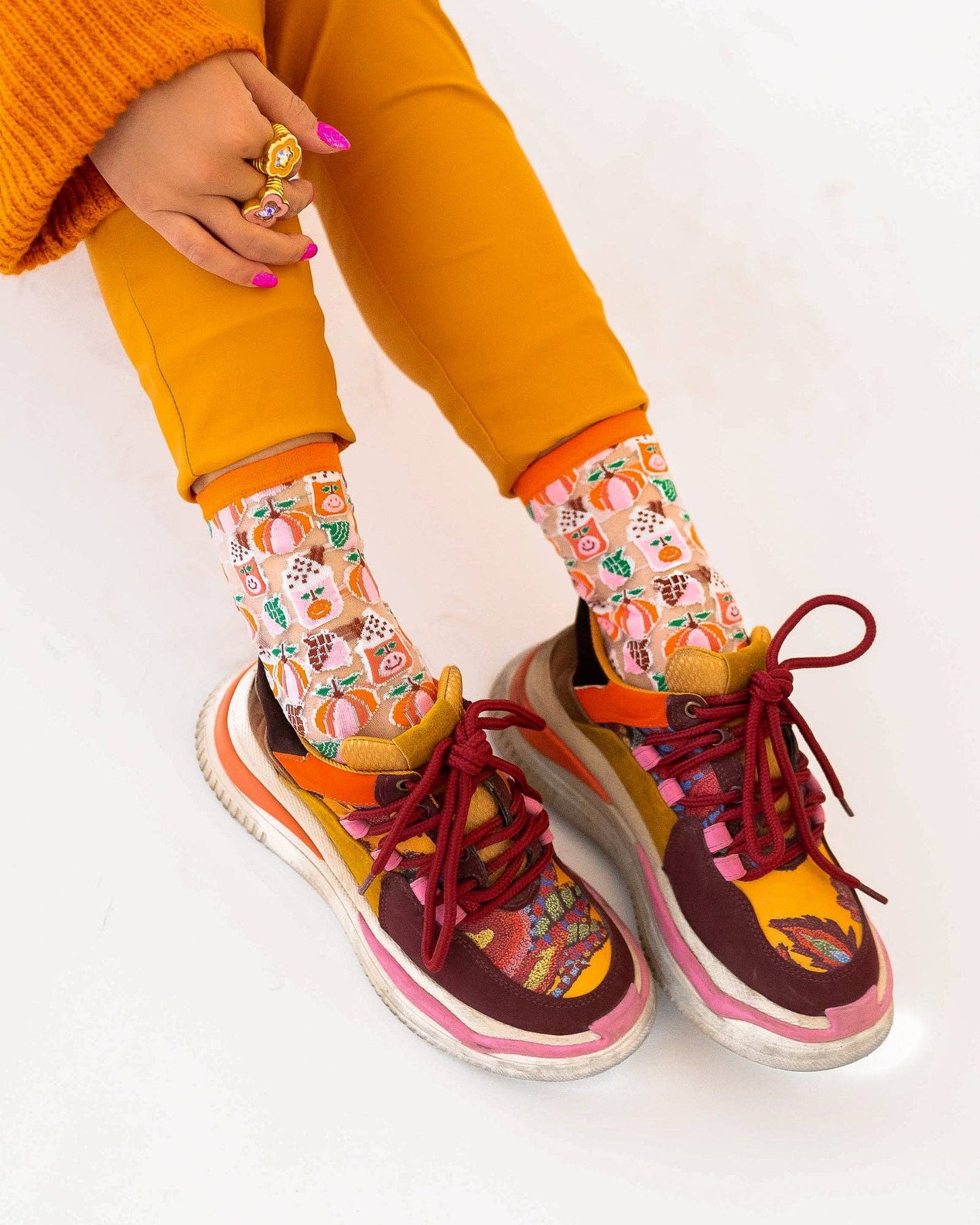 Pumpkin Spice Sheer Crew Sock