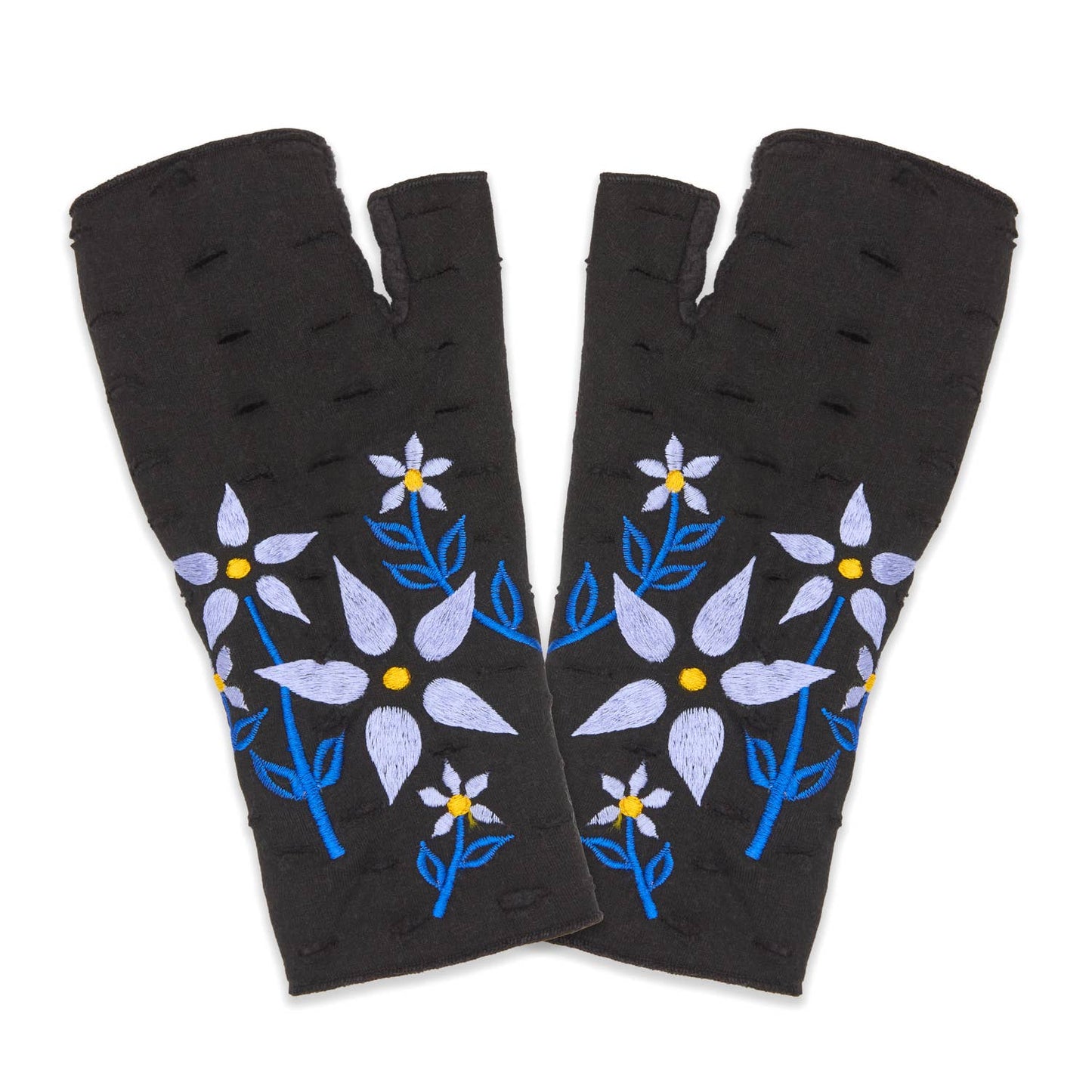 Viola Bluebell Fingerless Fleece Gloves | Knit Gloves