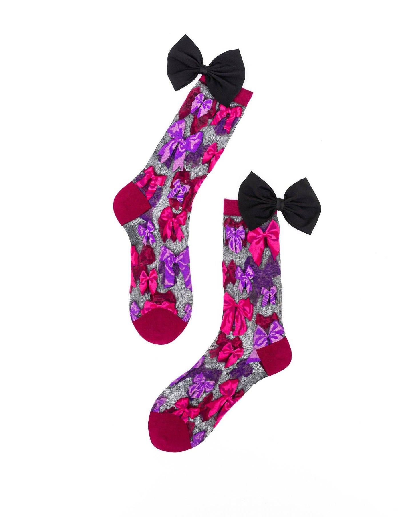 Big Bow Energy Black Sheer Crew Socks