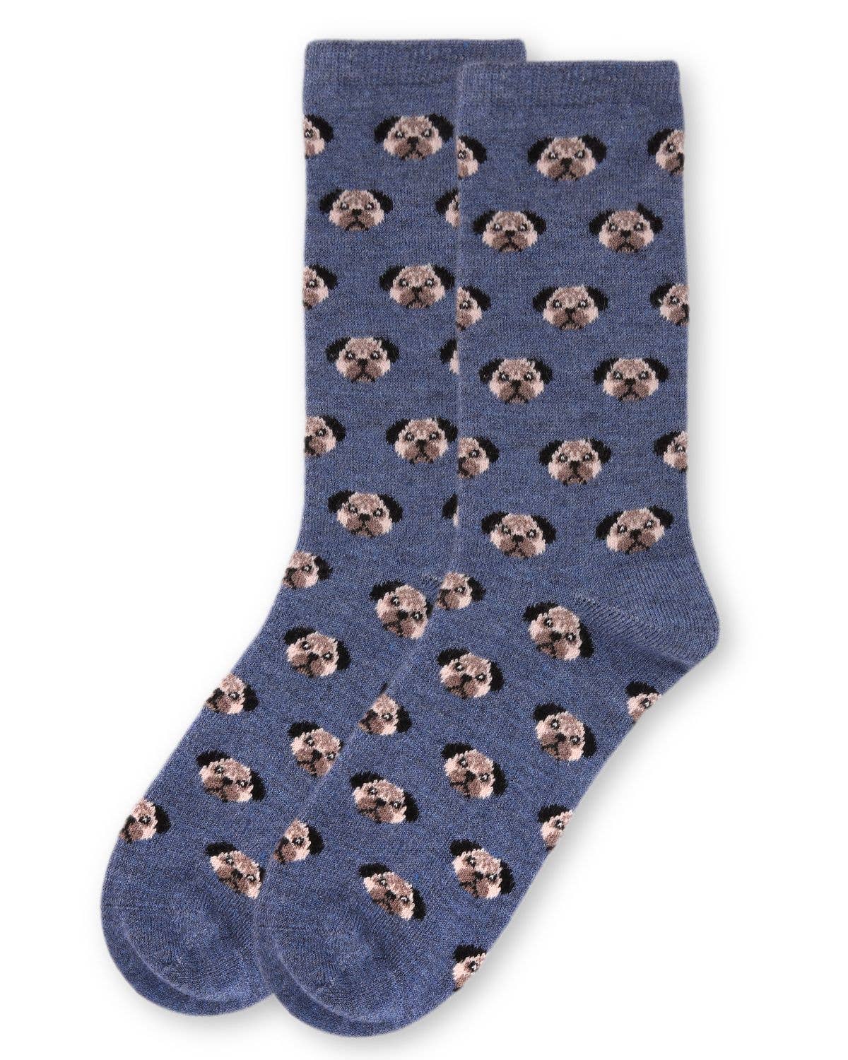 WOMEN'S FUN DOG FACE CASHMERE BLEND CREW SOCKS