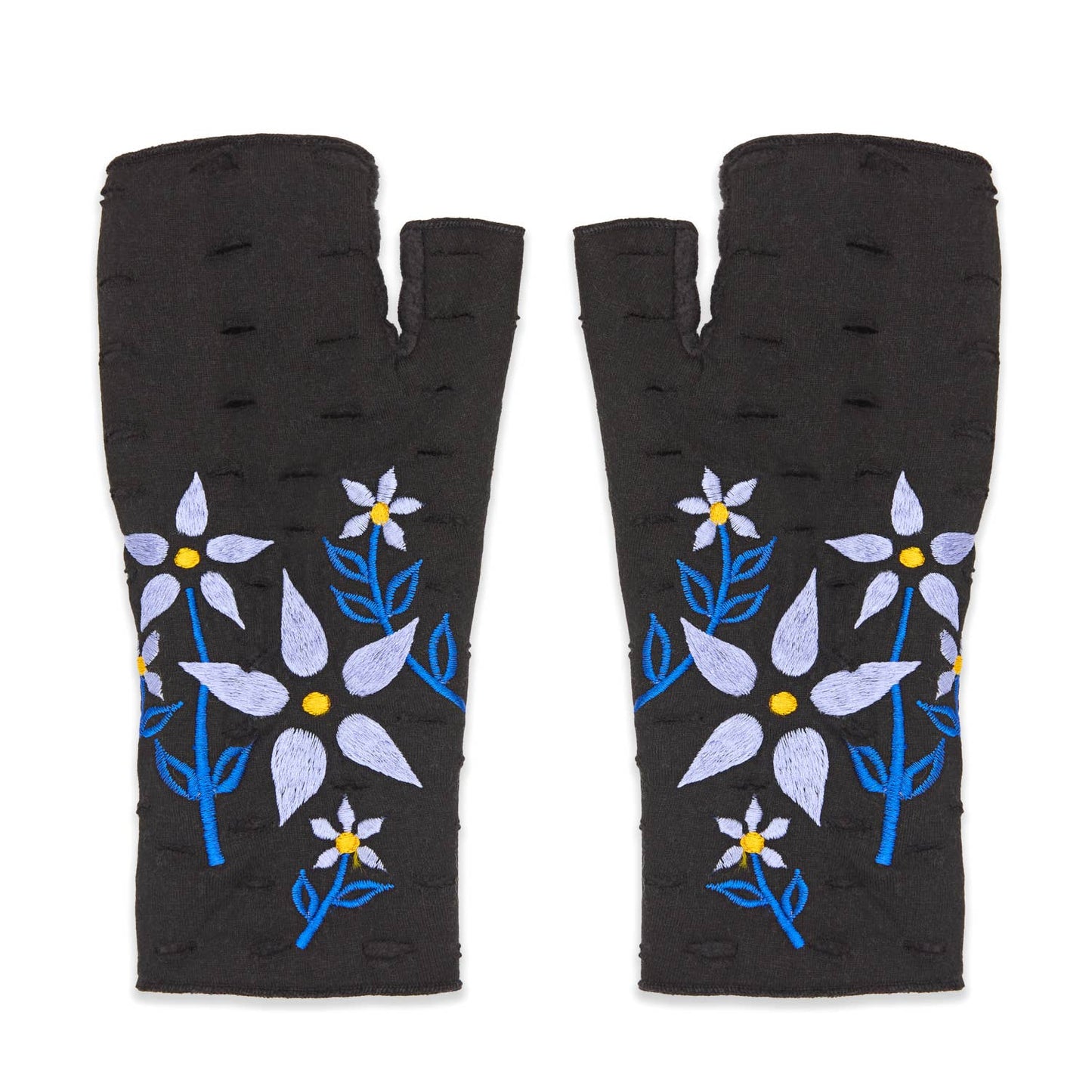 Viola Bluebell Fingerless Fleece Gloves | Knit Gloves