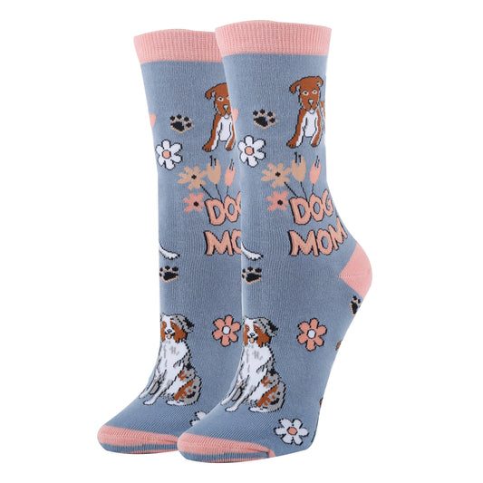 DOG MOM WOMEN'S COTTON CRERW SOCKS