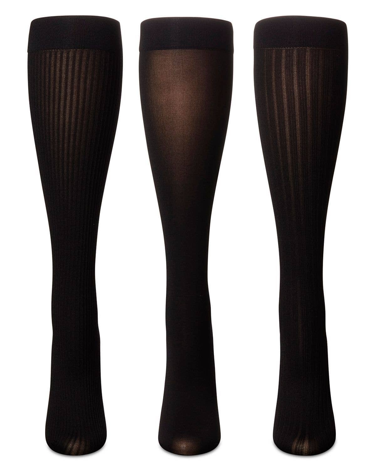 WOMEN'S 3 PAIR PACK FINE RIB/SOLID/ WIDE RIB TROUSER SOCKS