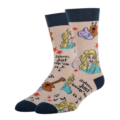Just Keep 'em Men's Jolene Dolly Parton Cotton Crew Socks