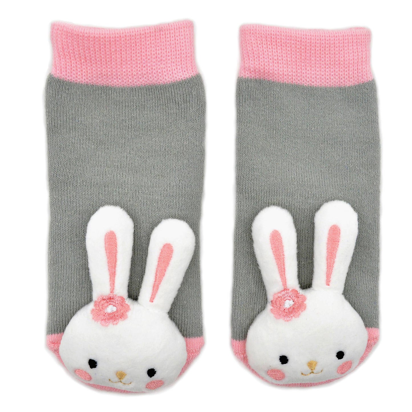 Pink Bunny Boogie Toes  Baby Rattle Socks