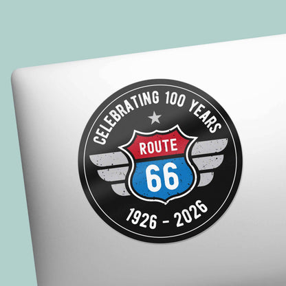 100th Anniversary Route 66 Sticker - Retro Road Trip Decal
