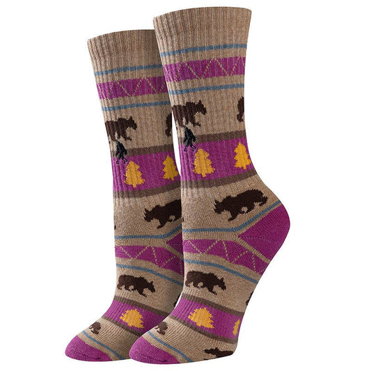 WOMEN'S ACTIVE BEAR STRIPE COTTON CREW SOCKS