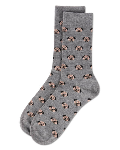 MEN'S FUN DOG  FACE CASHMERE BLEND CREW SOCKS