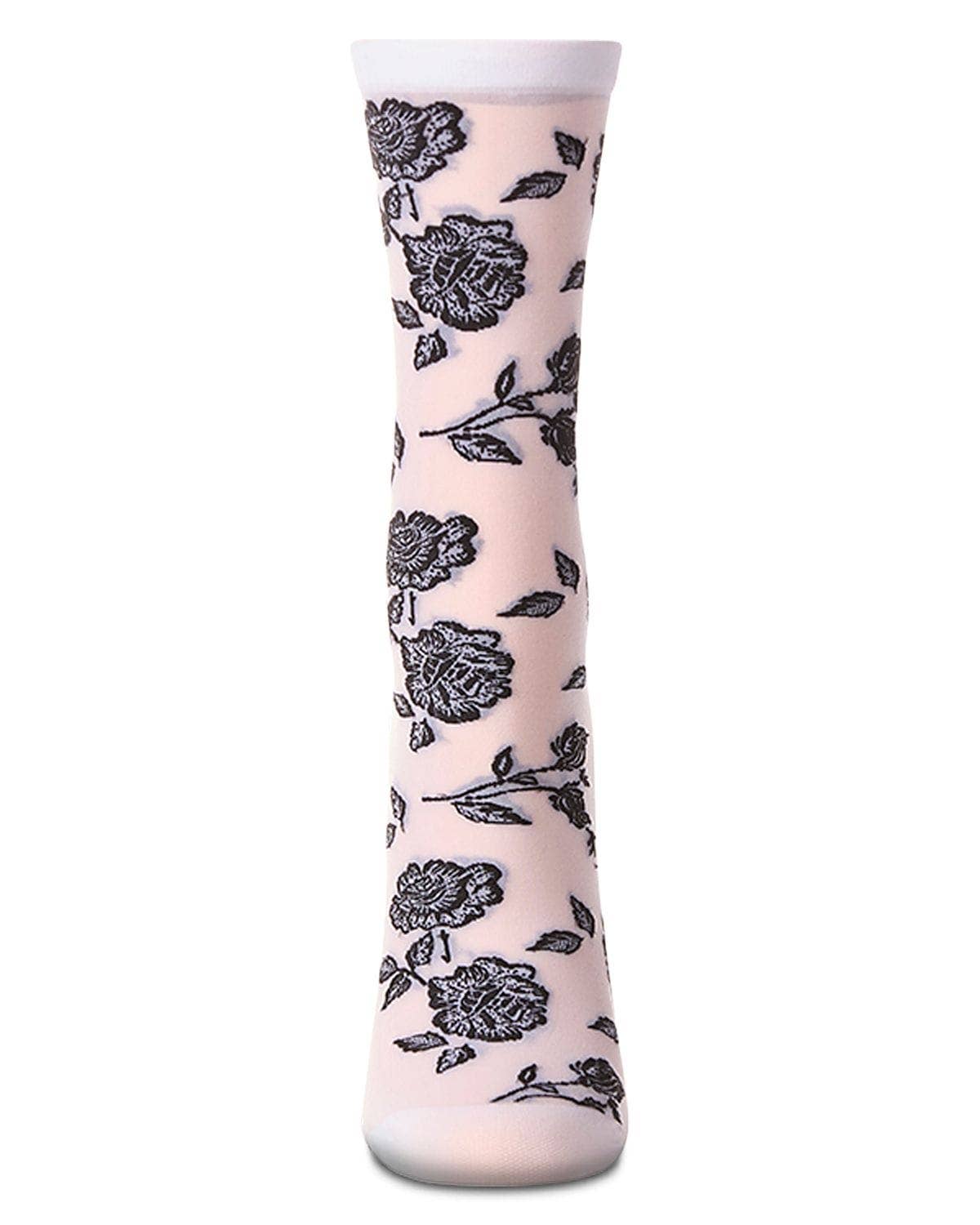 All Over Fancy Floral Sheer Crew Socks