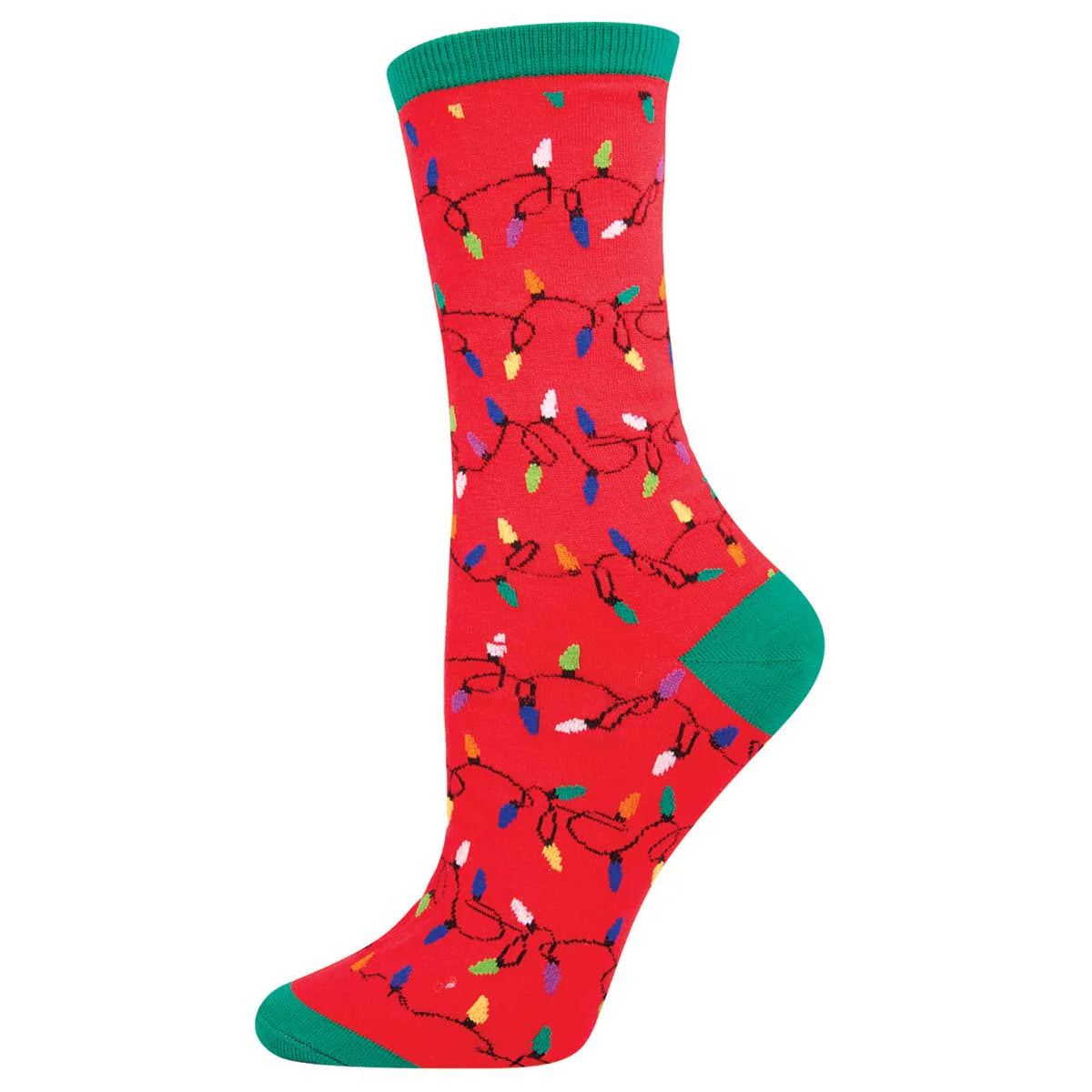 CHRISTMAS LIGHTS WOMEN'S COTTON CREW SOCKS