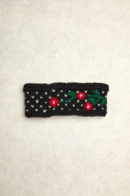 Cherries Noir Knit Headband