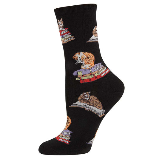 CATS ON BOOKS WOMEN'S CREW