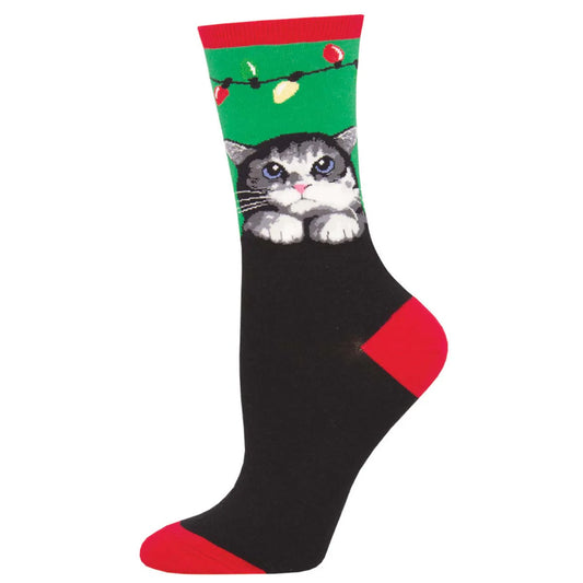 PURRTY LIGHTS WOMEN'S COTTON CREW SOCKS