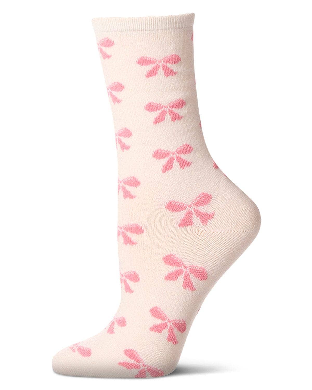 WOMEN'S SOFT BOWS CASHMERE BLEND CREW SOCKS