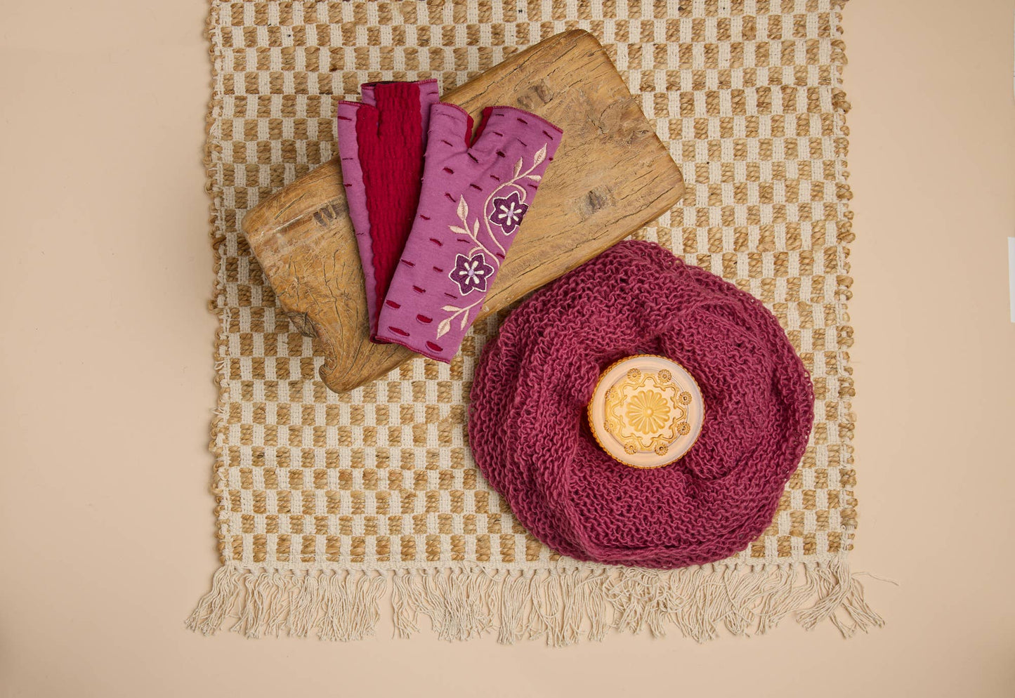 Primrose Calyx Fingerless Gloves | Fleece Jersey Gloves