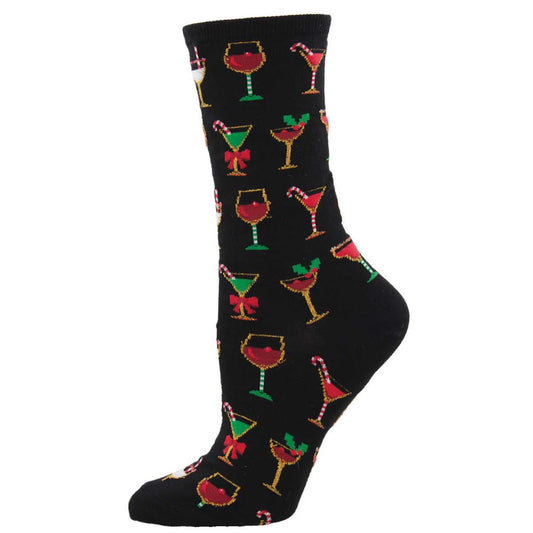 CHRISTMAS COCKTAILS WOMEN'S COTTON CREW SOCKS
