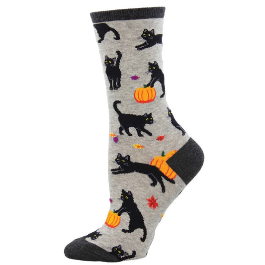 BLACK CAT HALLOWEEN WOMEN' COTTON CREW SOCKS