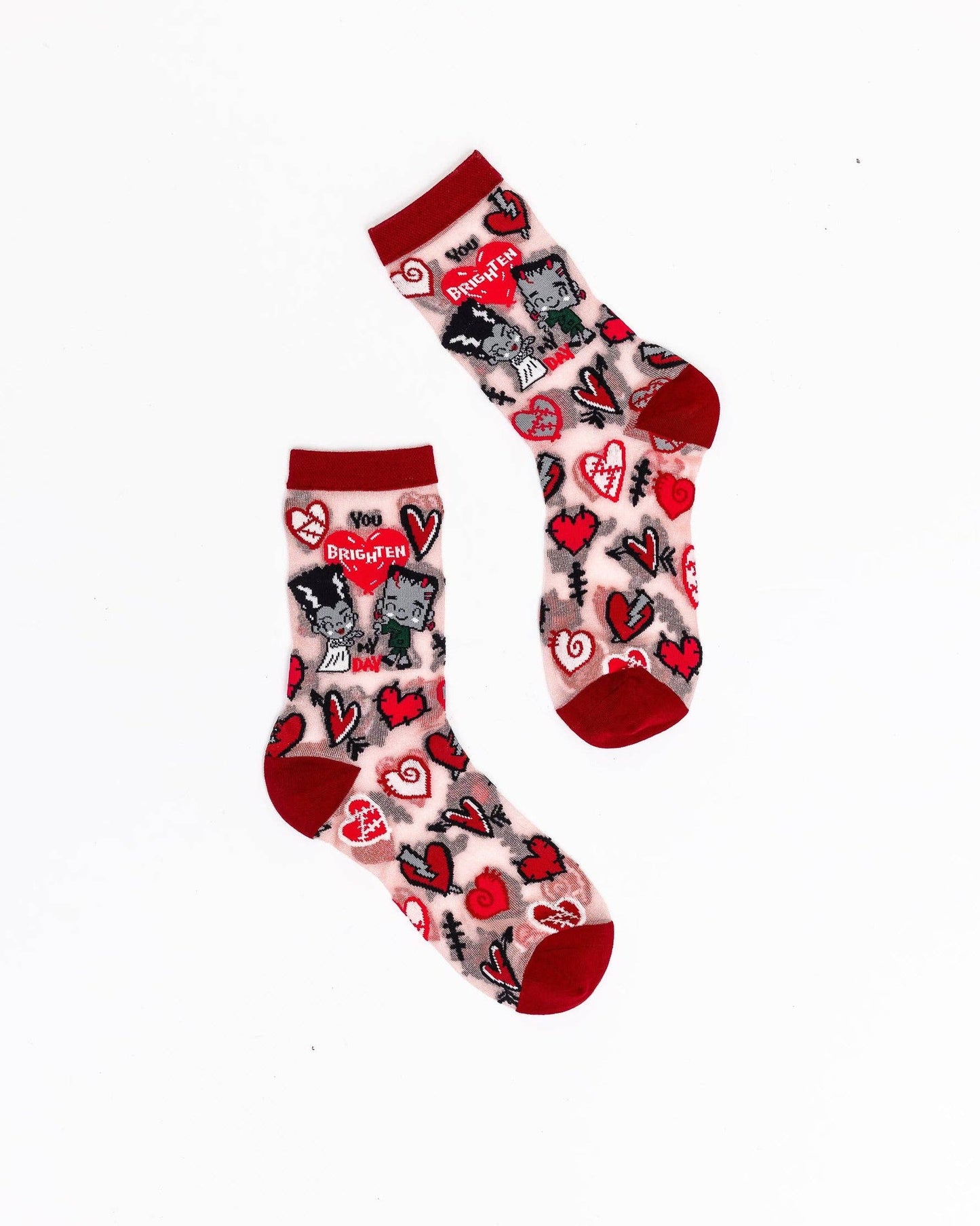 Universal Monsters "You Brighten My Day" Shimmer Sheer Crew Socks