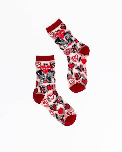 Universal Monsters "You Brighten My Day" Shimmer Sheer Crew Socks