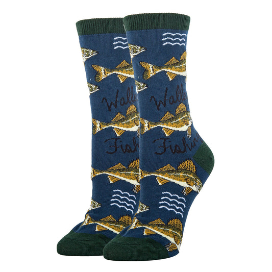 Walleye Women's Fishing Cotton Crew Socks
