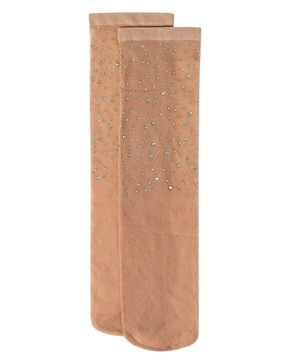 Women's All-Over Rhinestone Studded Sheer Crew Sock