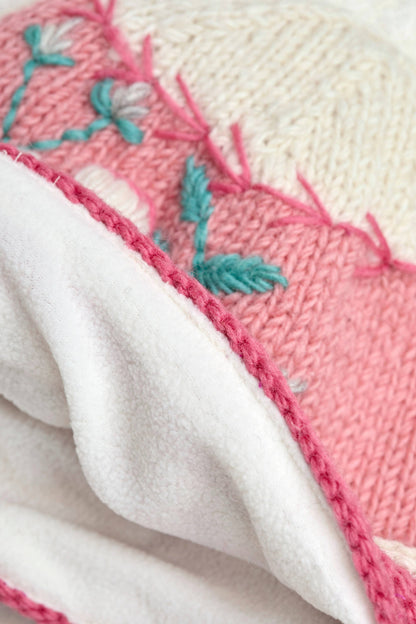 Color Block Blush Knit Mittens