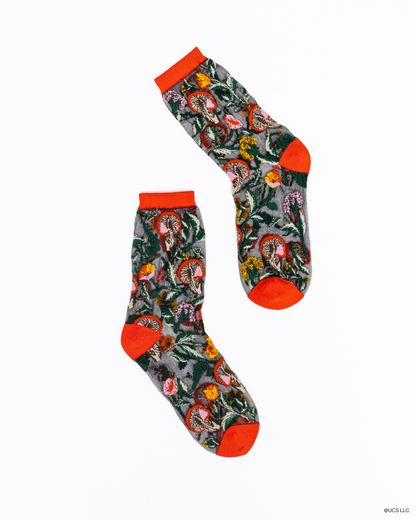 Wicked Elphaba Land Black Sheer Crew Socks