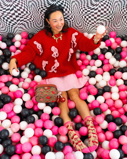 Cherry Bow Ruffle Sheer Crew Socks