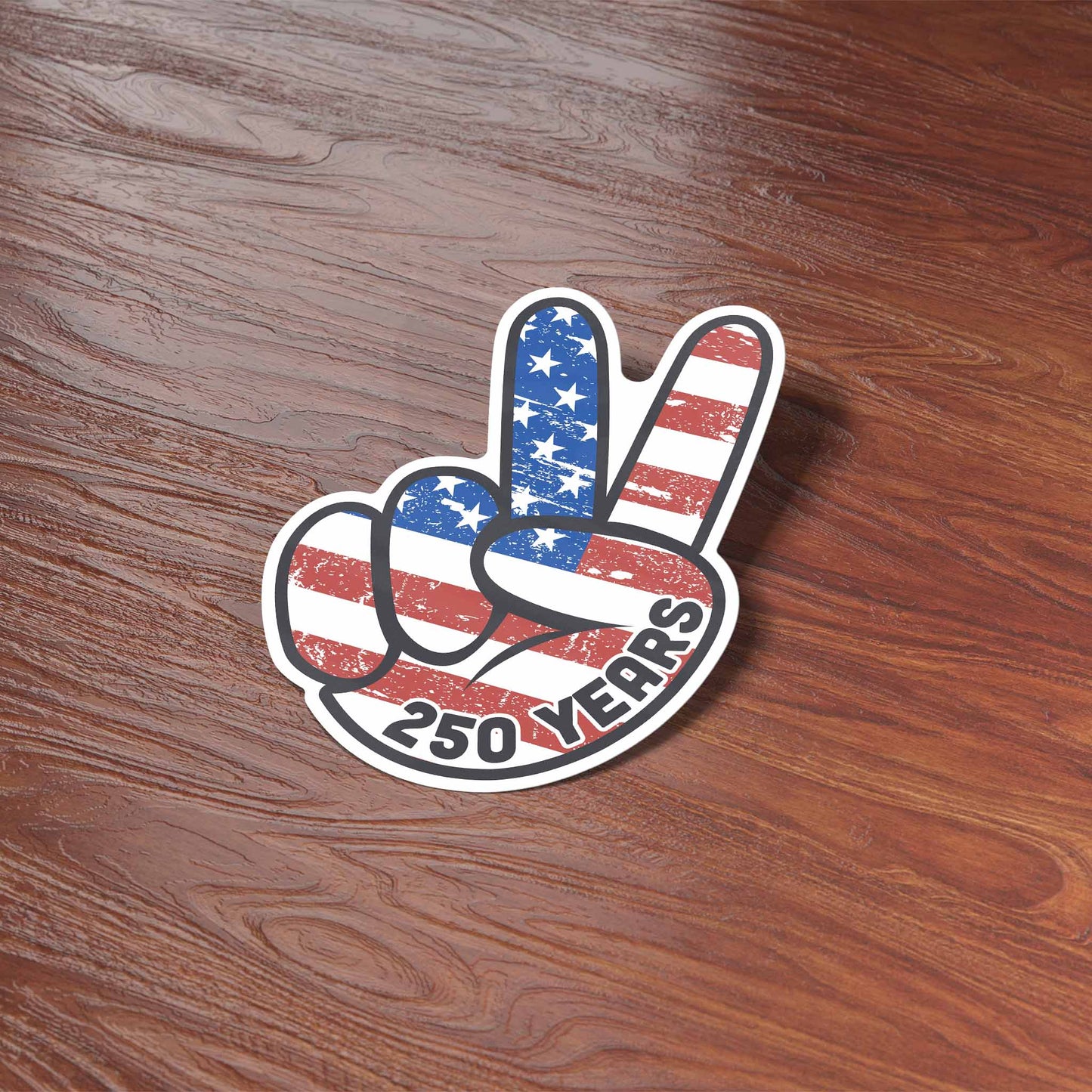 250th American Flag Peace Sign Sticker - Patriotic USA Decal