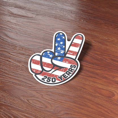 250th American Flag Peace Sign Sticker - Patriotic USA Decal