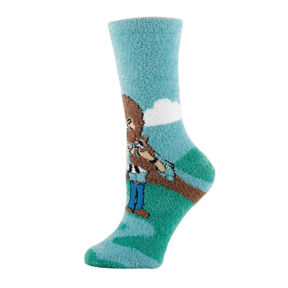 Bob Ross Blast | Women's Funny Pattern Cozy Fuzzy Socks