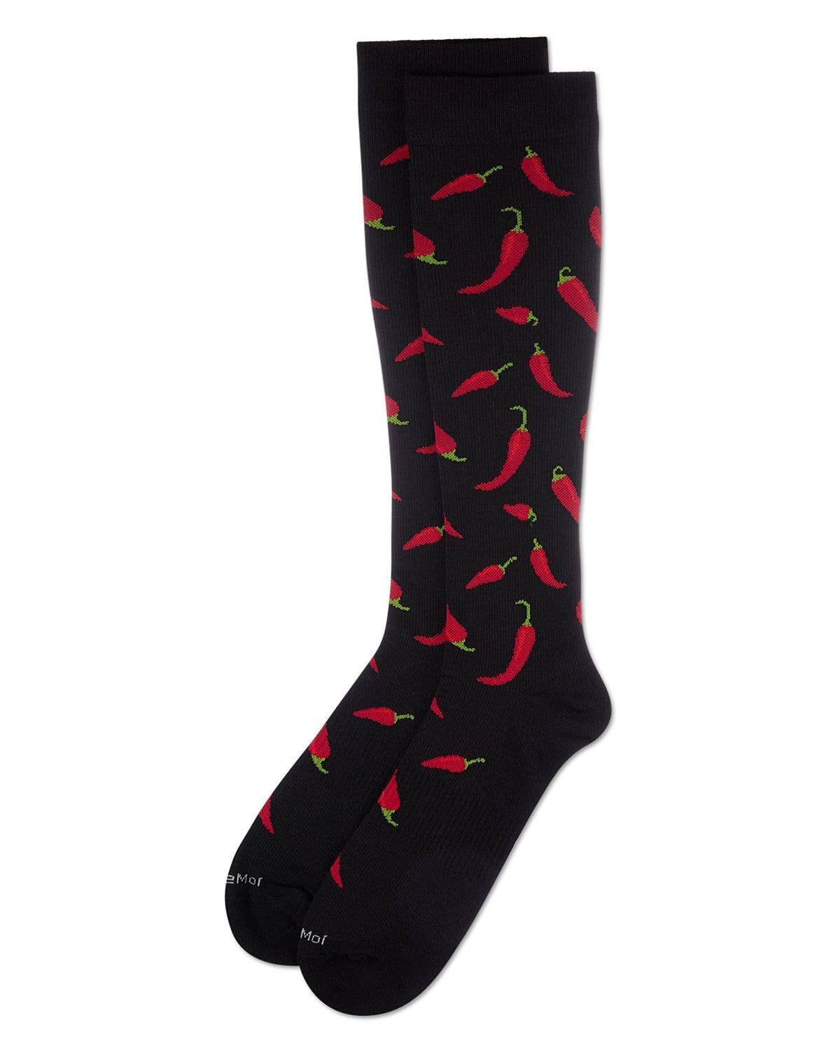 CHILI PEPPER 8-15 MMHG GRADUATED UNISEX COTTON COMPRESSION SOCKS