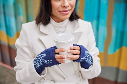 Trellis Fingerless Fleece Gloves | Cotton Jersey Gloves