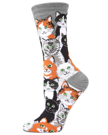 MULTI CAT CLUB BAMBOO BLEND CREW SOCKS