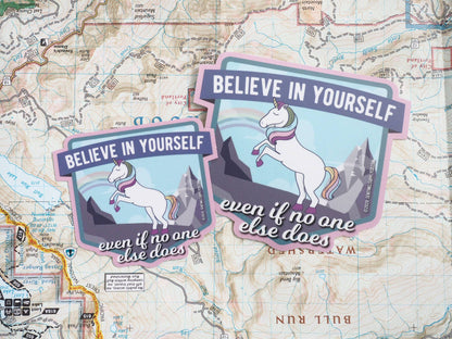 Believe in Yourself Cute Rainbow Unicorn Sticker